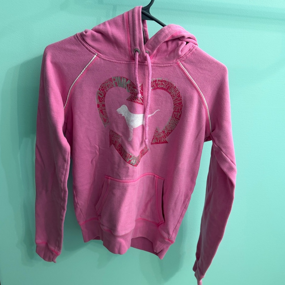 Set of 2 PINK Victoria's Secret Tops Teal Quarter Zip and Pink Sweatshirt - Picture 7 of 9